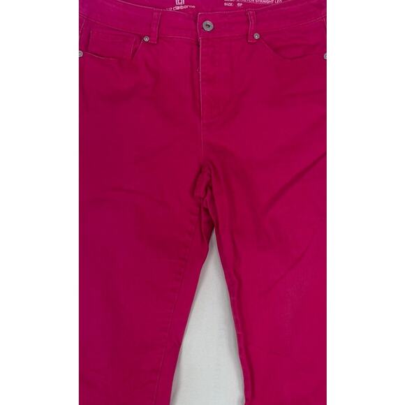 Liz Claiborne Stretch Straight Leg Size 6P Petite Dark Pink Jeans Cotton Spandex - Picture 2 of 8
